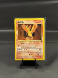 1999 Pokemon TCG Moltres 12/62 Fossil Holo Rare English Unlimited 70 HP LP - Image 1