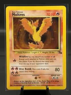1999 Pokemon TCG Moltres 12/62 Fossil Holo Rare English Unlimited 70 HP LP - Image 2