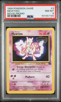 1999 POKEMON GAME MOVIE 3 MEWTWO MOVIE PROMO PSA 8 - Image 1
