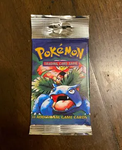 Pokemon Unlimited Base Set Long Crimp Booster Pack - Venusaur Art - Image 1