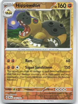 HIPPOWDON 106/182 Destined Rivals Pokemon Reverse Holo Uncommon Near Mint - Image 1