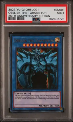 PSA 9 Yu-Gi-Oh! LC01 Obelisk the Tormentor 25th Anniversary Edition #EN001 - Image 1