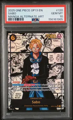 2025 ONE PIECE OP13-CARRYING ON HIS WILL MANGA ALTERNATE ART #120 SABO PSA 10 - Image 1