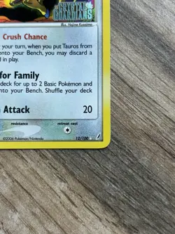 Tauros 12/100 Holo Crystal Guardians Pokemon 2006 Trading Card Singles - Image 3