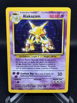 Alakazam 1/102 Base Set Holo Rare Unlimited Pokemon TCG Card LP - Image 1