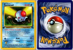 Pokemon Card - Tentacool Fossil 56/62 1999 Common 1st Edition Moderately Played - Image 3