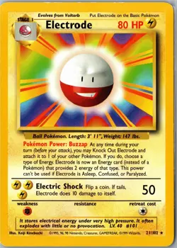 Electrode Base Set Unlimited 21/102 Rare MP - Vintage Pokemon Card - Image 1