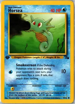 Pokemon Card - Horsea Fossil 49/62 1999 Common 1st Edition Heavily Played - Image 1