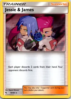 Jessie & James 58/68 Holo Rare Hidden Fates Pokemon Near Mint - Image 1