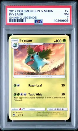 2017 POKEMON SUN & MOON SHINING LEGENDS #2 IVYSAUR PSA 7 - Image 1