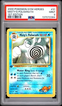 2000 POKEMON GYM HEROES 1ST EDITION #31 MISTY'S POLIWRATH PSA 9 - Image 1