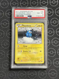2011 POKEMON BLACK & WHITE EMERGING POWERS #35 THUNDURUS-HOLO PSA 8 NM MINT - Image 1