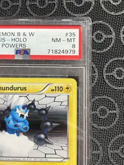 2011 POKEMON BLACK & WHITE EMERGING POWERS #35 THUNDURUS-HOLO PSA 8 NM MINT - Image 4