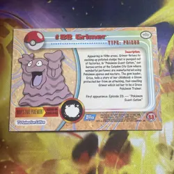 Grimer Pokemon Card HOLO FOIL Topps #88 TV Animation Edition Blue Logo - Image 2