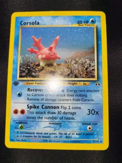 Corsola 37/75 Neo Discovery 1st Edition Pokemon Card Uncommon 2001 WotC LP - Image 1