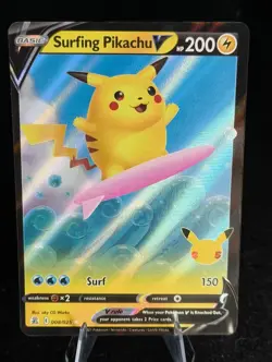 Pokemon Surfing Pikachu V 008/025 Celebrations 25th Anniversary - Image 1