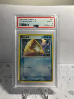 2005 POKEMON EX EMERALD #64 SNORUNT-REVERSE FOIL PSA 8 - Image 1