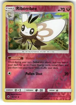 Ribombee 96/147 Uncommon Burning Shadows Pokemon Reverse Holo Lightly Played - Image 1
