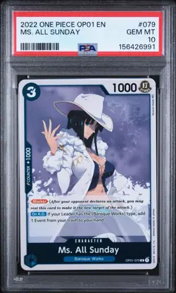 PSA 10 One Piece Ms All Sunday PRE Errata 1st Print Run Nico Robin Romance OP01 - Image 1