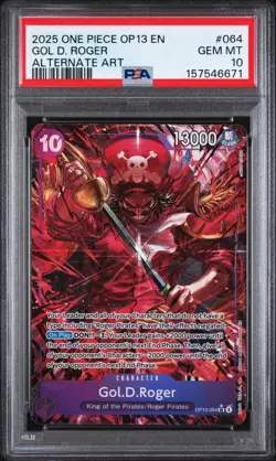 2025 ONE PIECE OP13-CARRYING ON HIS WILL ALTERNATE ART #064 GOL D. ROGER PSA 10 - Image 1