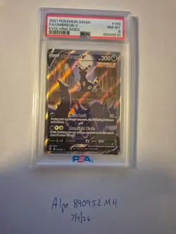 Umbreon V Alternate Full Art 2021 Pokemon SWSH Evolving Skies #189 PSA 8 - Image 1