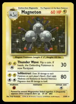 Pokemon Cards Magneton 9/102 Base Set Unlimited Holo WOTC Rare LP *2 - Image 1