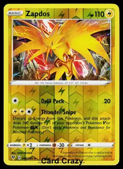 Zapdos 048/185 Reverse Holo - SWSH04: Vivid Voltage Pokemon Card (NM) - Image 1