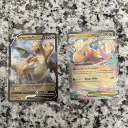 Pokemon TCG 2-Card Lot Dragonite V & Mega Dragonite EX Full Art Holo 049/078 - Image 1