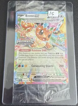 Eevee ex 075/131 Prismatic Evolutions Stamped Sealed Promo Pokemon TCG Card - Image 1