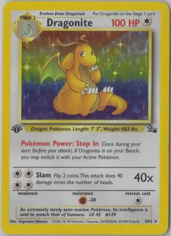 Dragonite 1st Edition Fossil 4/62 Holo 1999 Holo LP - Image 1