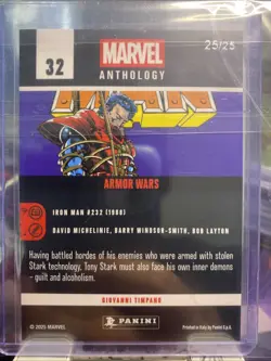 panini marvel anthology armor wars 25/25 rare card - Image 2