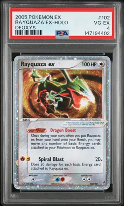 2005 POKEMON EX DEOXYS #102 RAYQUAZA EX-HOLO PSA 4 - Image 1