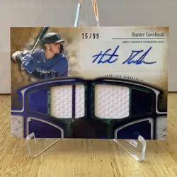 2026 Topps Tier One Hunter Goodman Autographed Dual Relic Card /99 Blue - Image 2