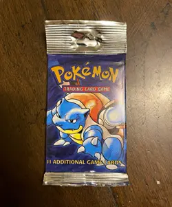 Pokemon Unlimited Base Set Long Crimp Booster Pack - Blastoise Art - Image 1