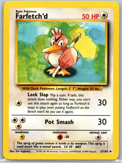 Farfetch'd 27/102 Uncommon Base Set Unlimited Pokemon Lightly Played - Image 1