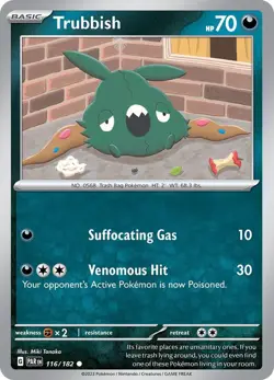 Trubbish #116/182 Sv04 Paradox Rift Common Reverse Holo Pokemon TCG NM - Image 1
