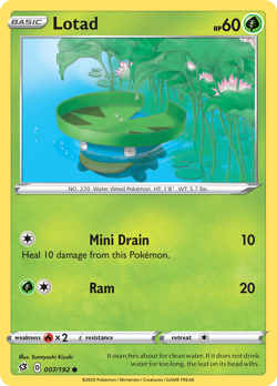 Lotad 007/192 Common Rebel Clash Pokemon Reverse Holo Lightly Played - Image 2