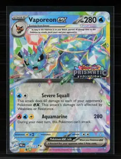 Pokemon 2025 Prismatic Evolutions Vaporeon EX RR #23/131 Prismatic Stamp - Image 1