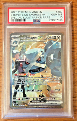 2026 Pokemon Steven's Metagross ex Special Illustration Rare #289/217 PSA 10 - Image 1