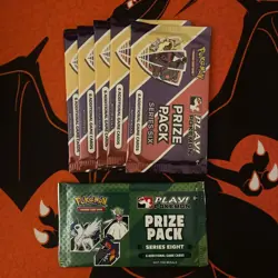 Play! Pokemon Prize Pack Series 6 and Series 8 Booster Packs Lot of 6 Sealed - Image 1