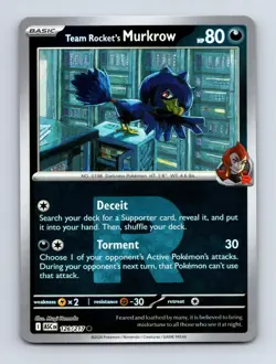 Team Rocket's Murkrow 126/217 Ascended Heroes Pokemon Reverse Holo NM - Image 1