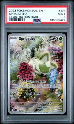 PSA 9 Sprigatito Illustration Rare #196 2023 Pokemon Paldea Evolved 135625427 - Image 1