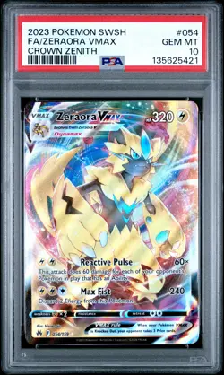 PSA 10 Zeraora Vmax Full Art 054 2023 Pokemon Sword And Shield Crown Zenith 5421 - Image 1
