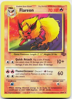 Flareon 19/64 Rare Jungle Pokemon Unlimited Lightly Played - Image 1