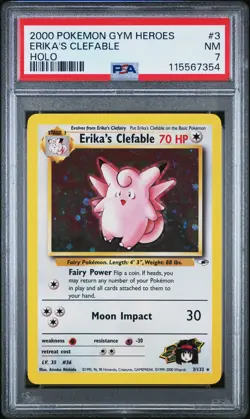 PSA 7 Erika'S Clefable Holo #3 2000 Pokemon Gym Heroes 115567354 - Image 1