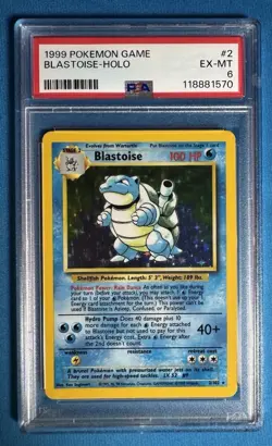 1999 BLASTOISE 💧 PSA 6 💧 Pokemon Base Set Unlimited Holo Rare WOTC 2/102 📈 - Image 1
