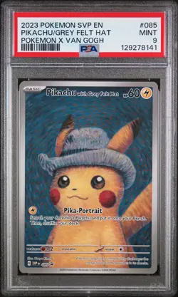 2023 POKEMON SVP EN-SV BLACK STAR PROMO #085 PIKACHU WITH GREY FELT HAT PSA 9 - Image 1