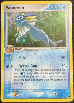 Vaporeon 6/17 - Pop Series 3 Holo Rare Pokemon TCG LP - Image 1