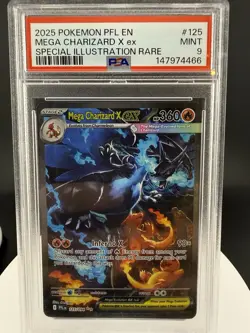 2025 POKEMON PHANTASMAL FLAMES SPECIAL ILLUSTRATION MEGA CHARIZARD X EX PSA 9 - Image 1