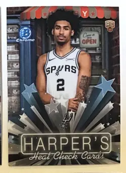 DYLAN HARPER 2025-26 RC ROOKIE BOWMAN CHROME INSERT SIGNATURE CLASS SPURS LOT - Image 4